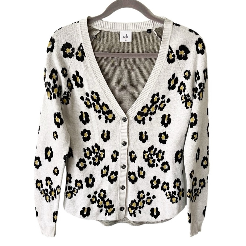CAbi Cardigan Sweater Women's XS Kiki Animal Print Button Front 5277